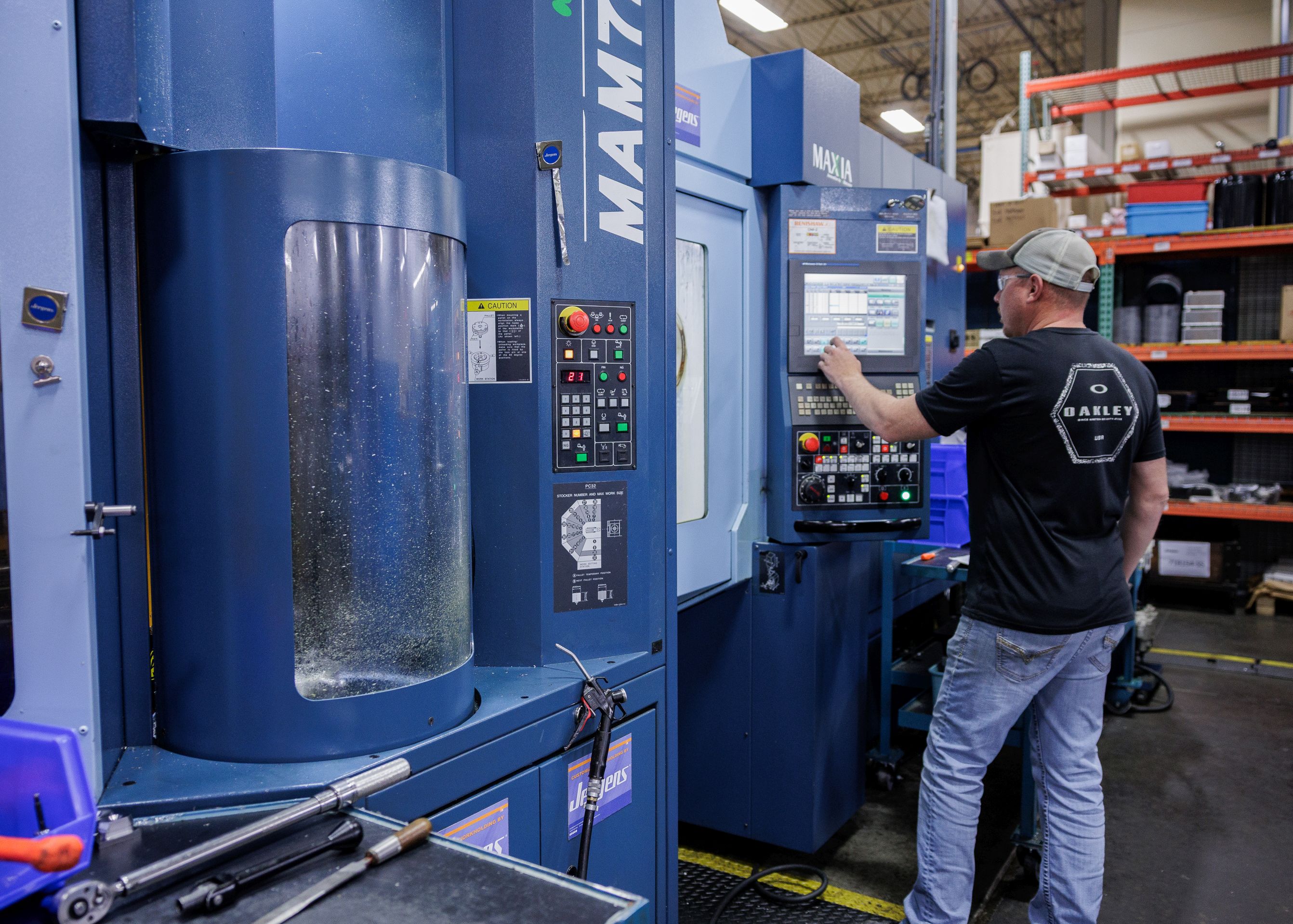 worker operating machinery