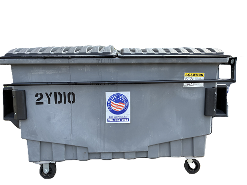 Two yard front load dumpster with top