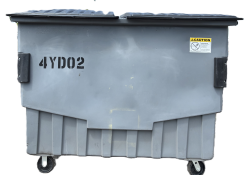 Four yard front load dumpster with top