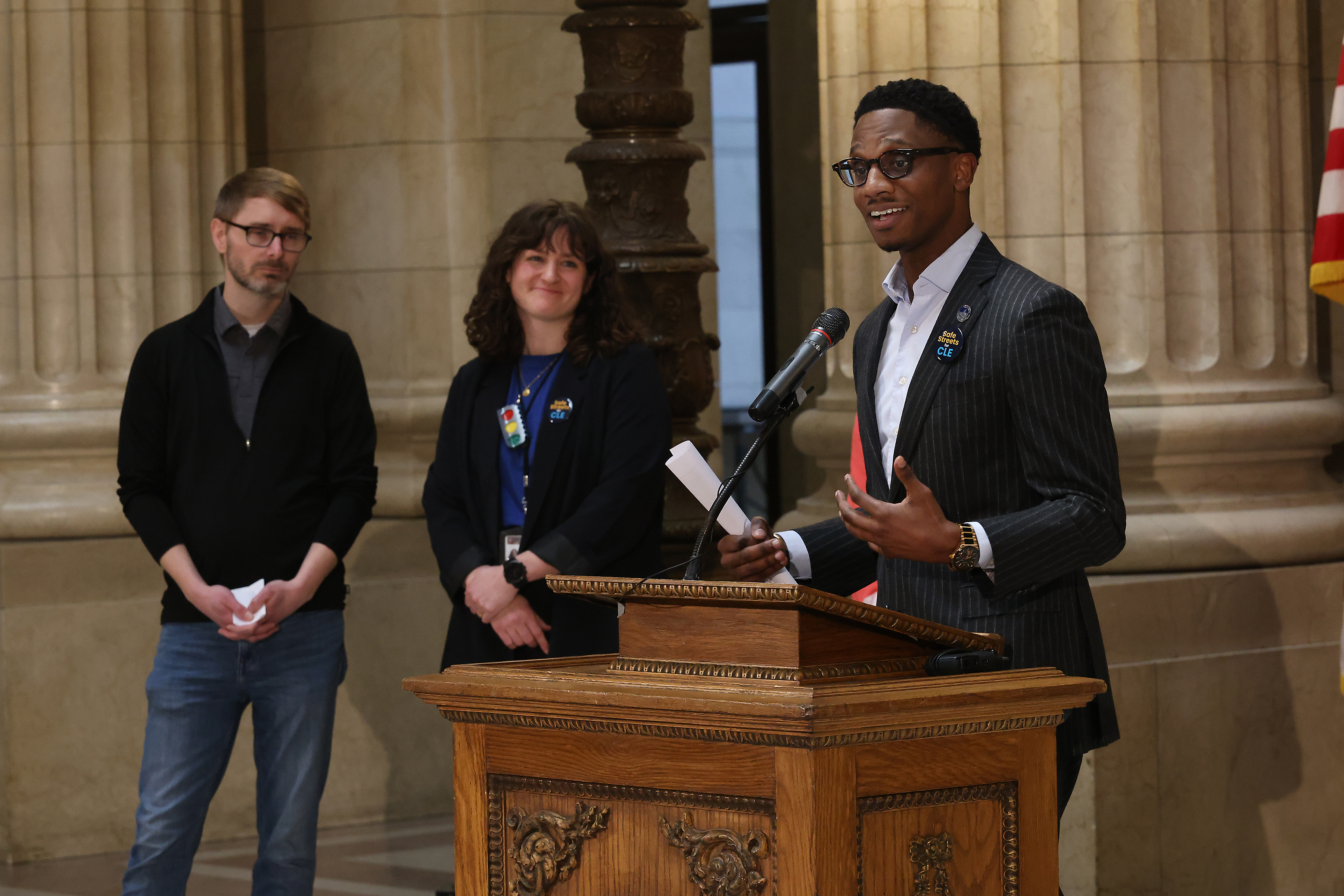Mayor Bibb speaks at press conference announcing adoption of Cleveland Moves