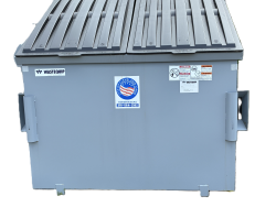Eight yard front load dumpster with top
