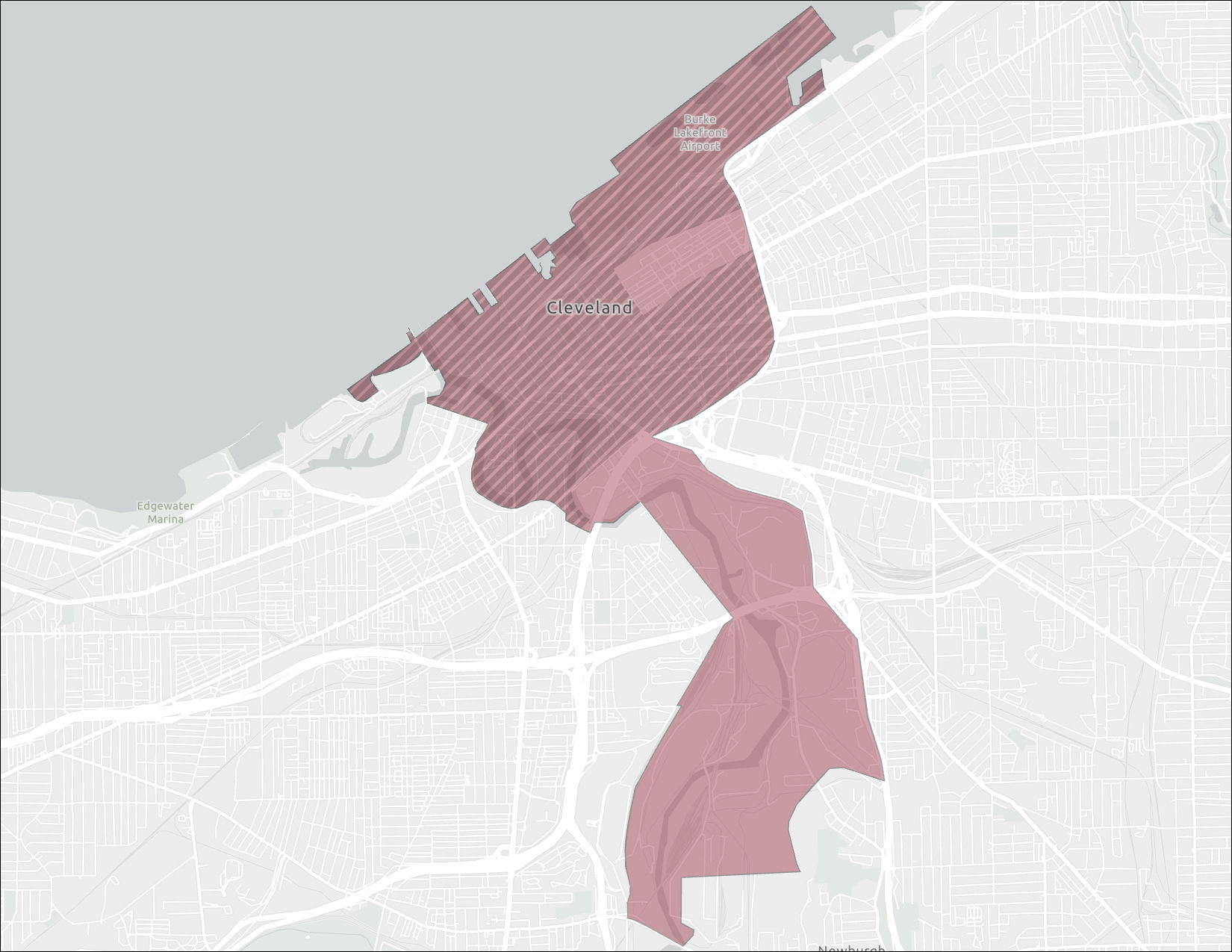 Downtown/Flats Design Review Region Map with Shaded Design Review Districts