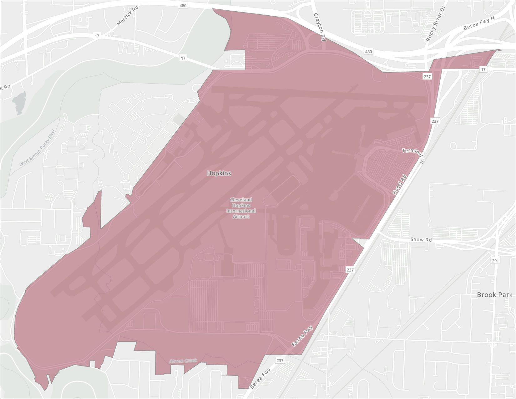 Cleveland Hopkins Airport Design Review Region Map