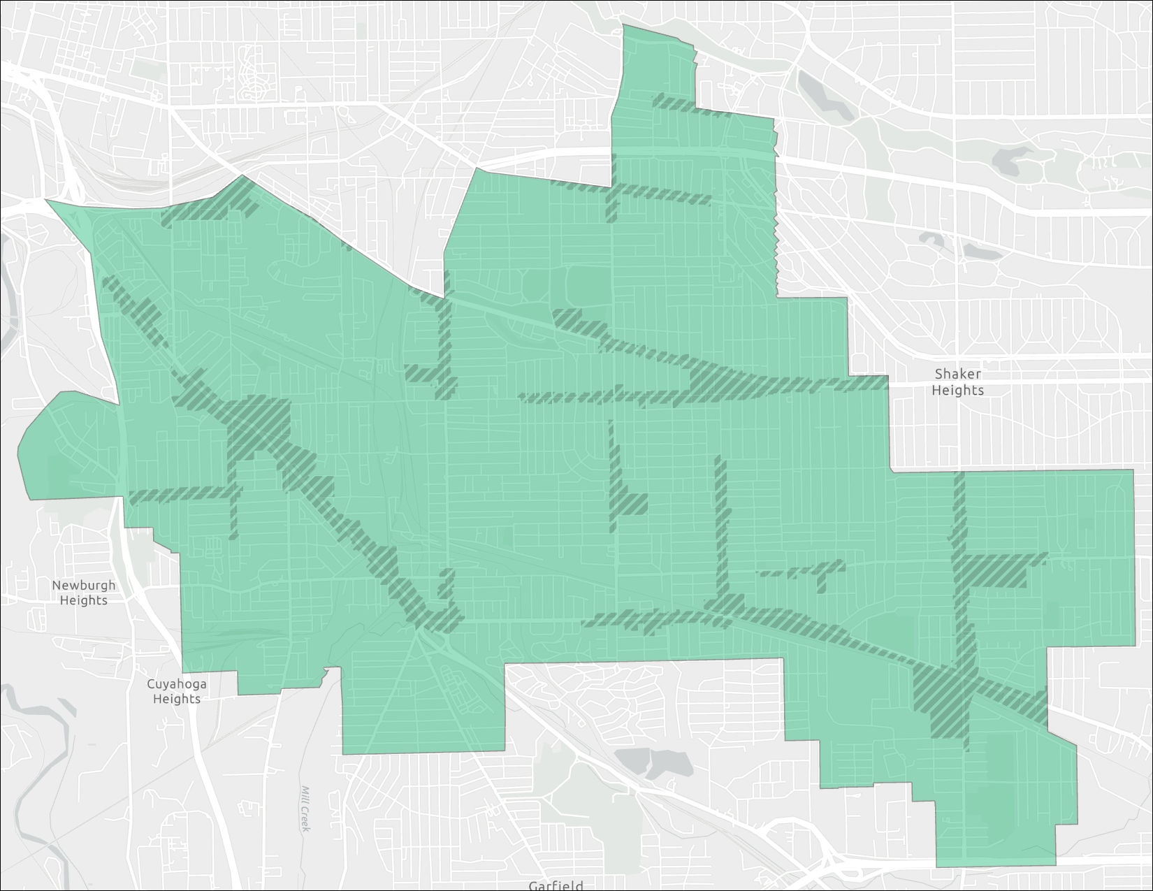Southeast Design Review Region Map with shaded Design Review Districts