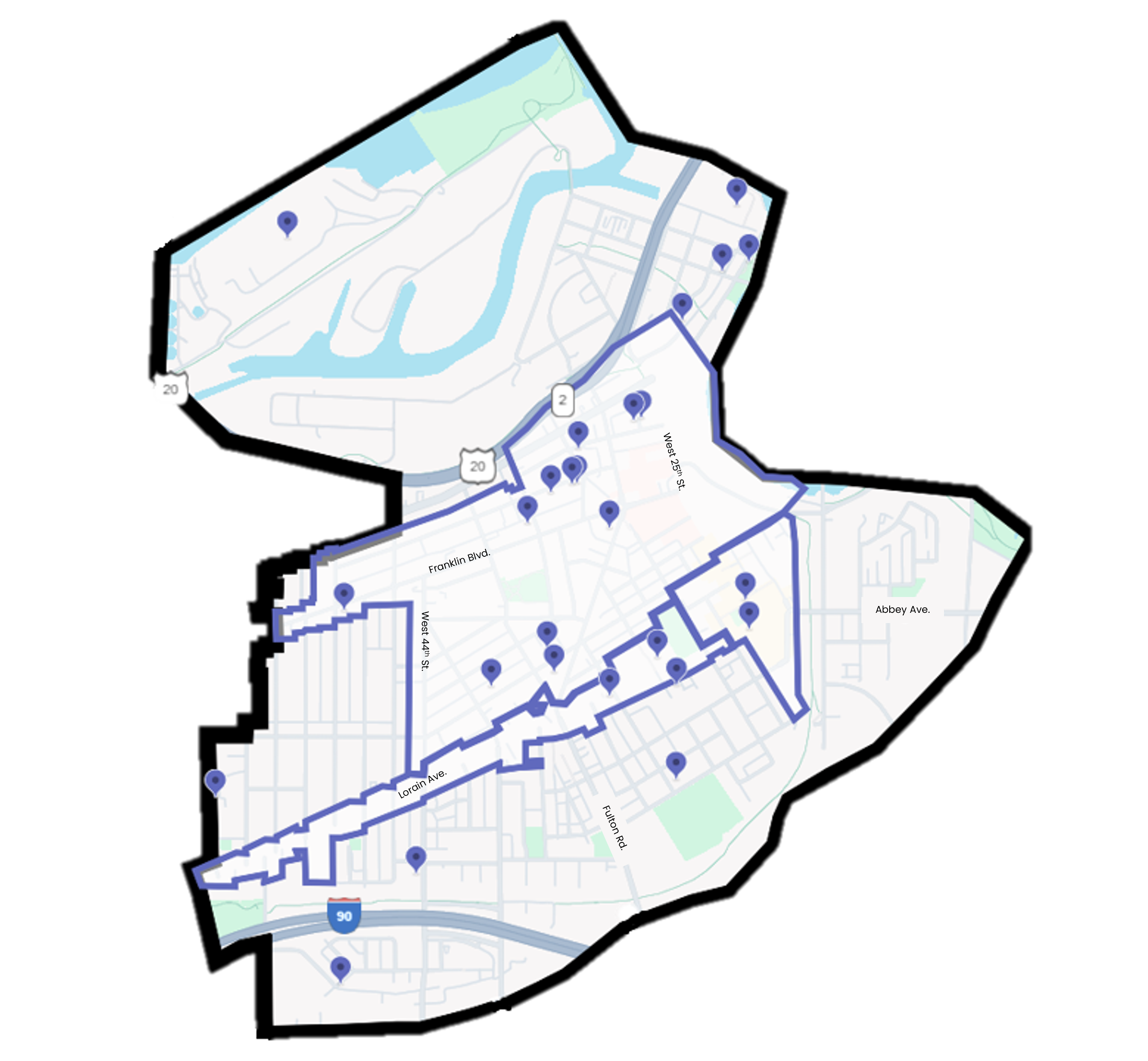 Historic Ohio City design review region map