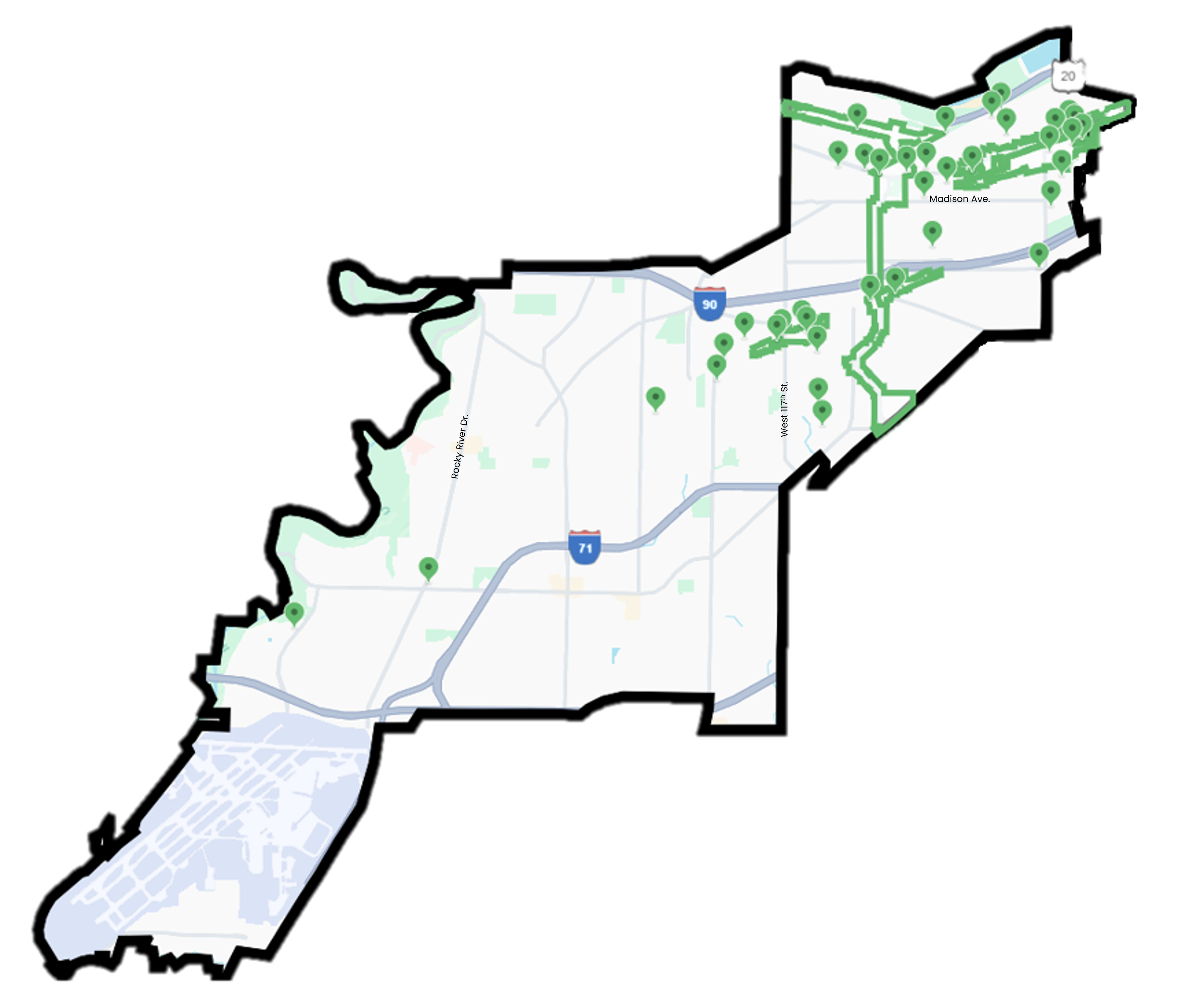Historic West Cleveland design review region map