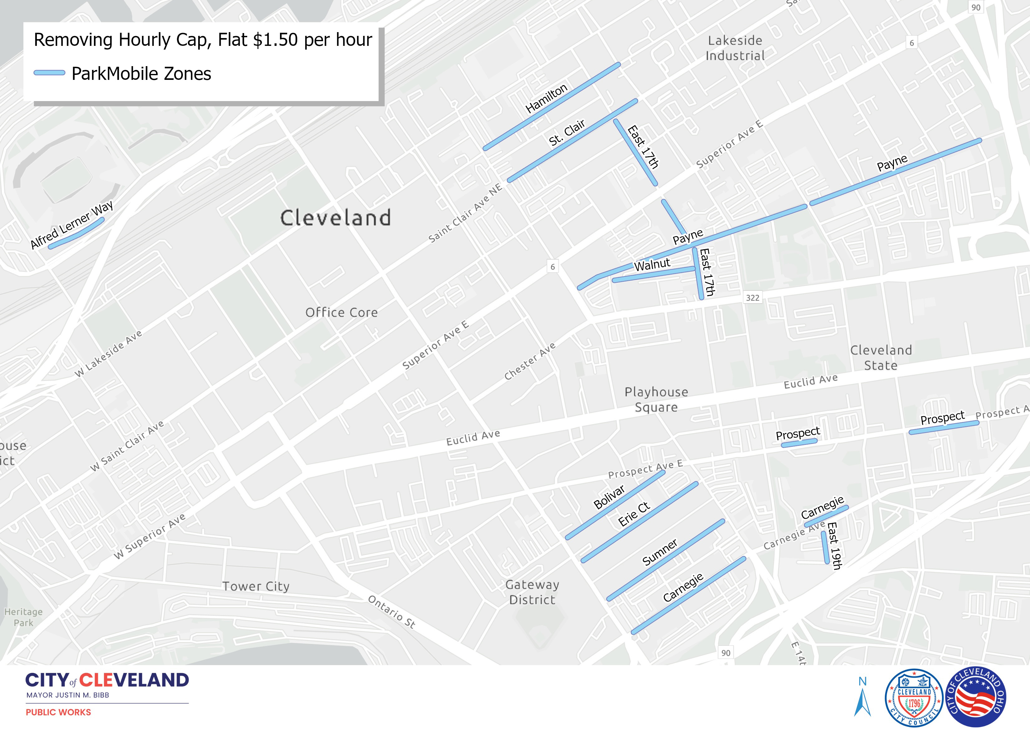 Map: Downtown Base Rate Zones (no session cap)