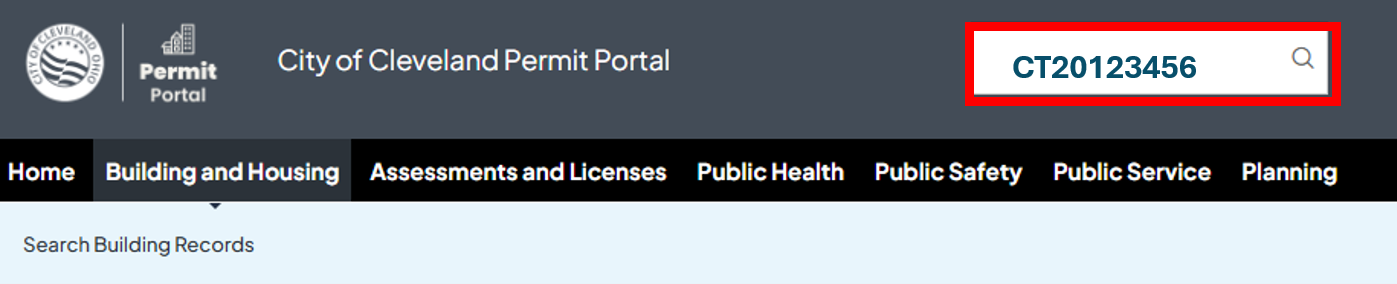 Permit Portal Search Bar