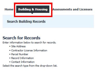Building and Housing Tab