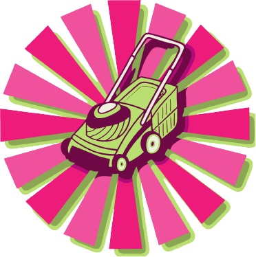 colorful sketch of lawnmower