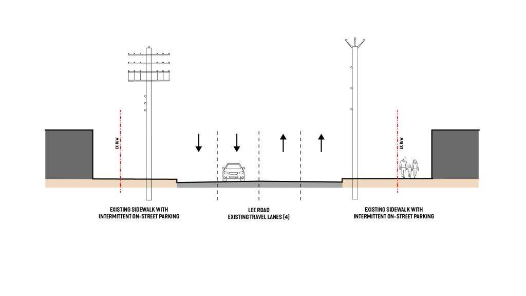 Existing Conditions Section Drawing of Lee Road