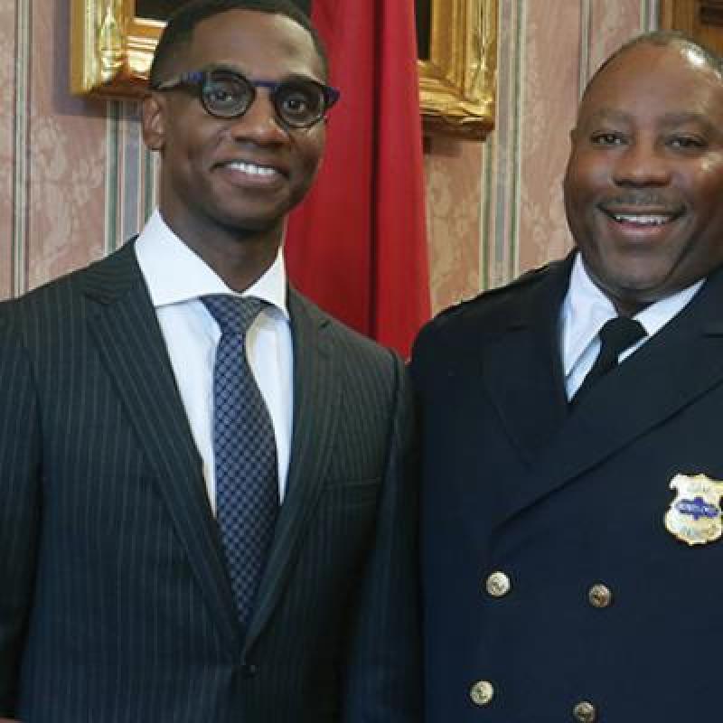 cleveland mayor bibb and new command staff police dept