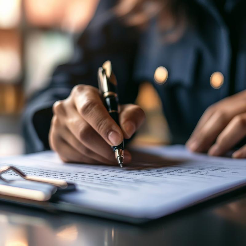 police officer filling out a document