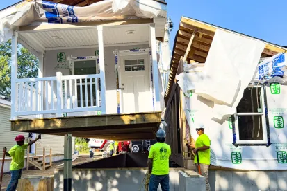 Modular Home - Construction Workers in Yellow