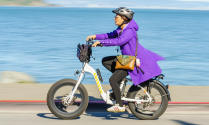 Woman riding an electric bike 