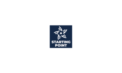Starting Point logo featuring a white pinwheel-style symbol above the words “Starting Point” on a dark blue square background.
