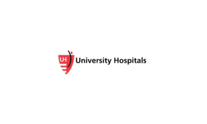 University Hospitals logo featuring the red UH shield icon beside the words “University Hospitals” in black.