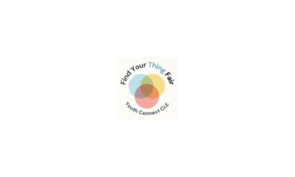 Find Your Thing Fair logo for Youth Connect CLE, featuring three overlapping circles in muted green, orange, and red beneath the event name.