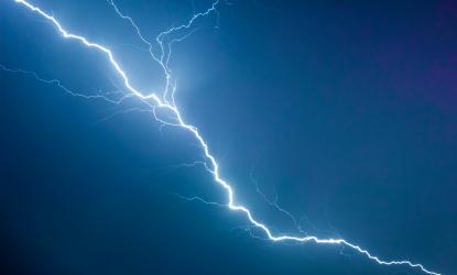 Night-time photo of a lightning strike