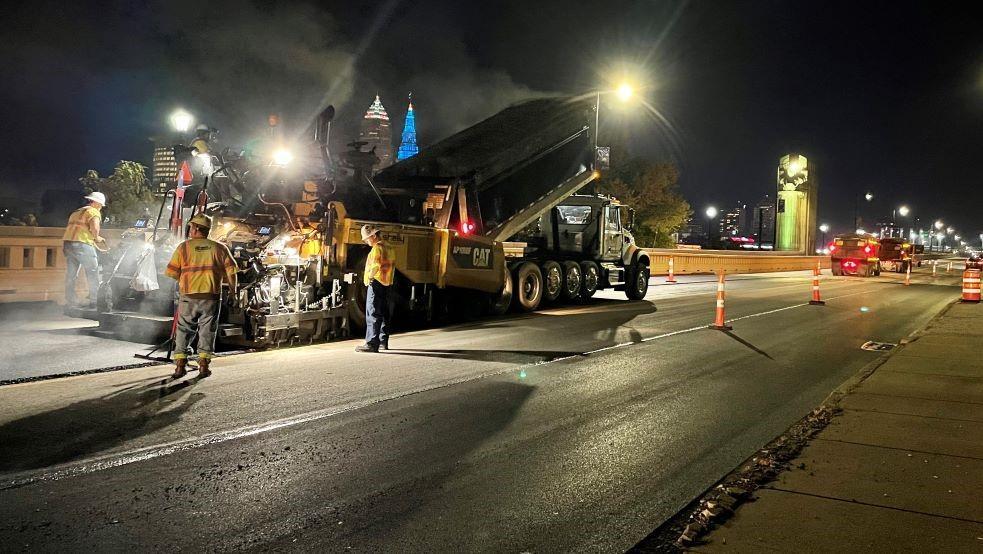 Lorain Ave Resurfacing at Night