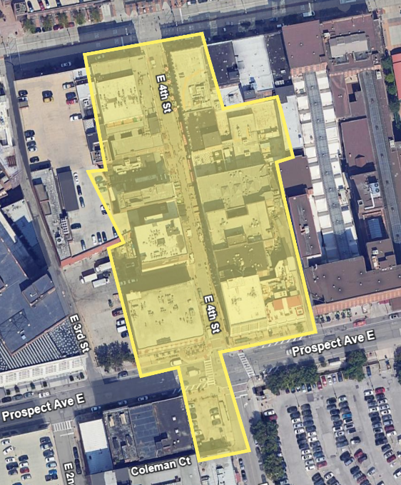 map of the East 4th Street Historic District