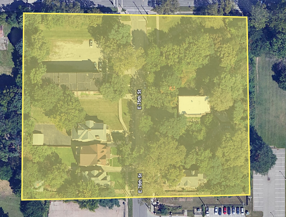 map of the East 75th Street Ingleside Historic District
