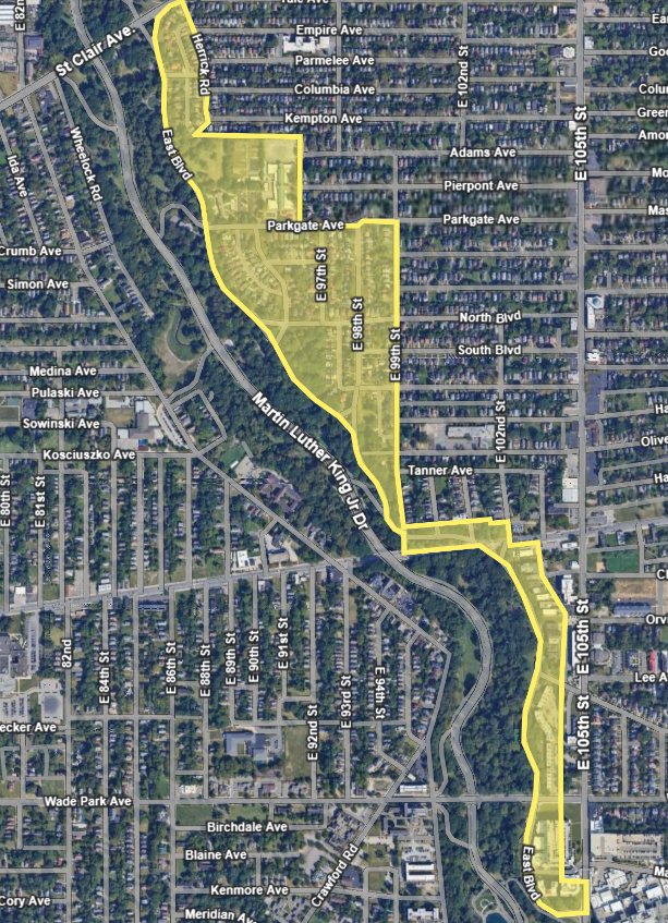 map of the East Boulevard Historic District