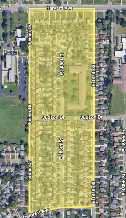 map of the Feiner Homes Historic District