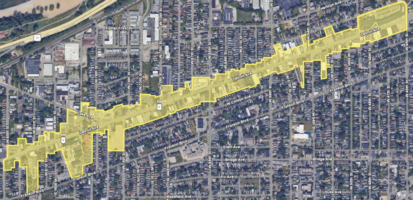 map of the Gordon Square Historic District