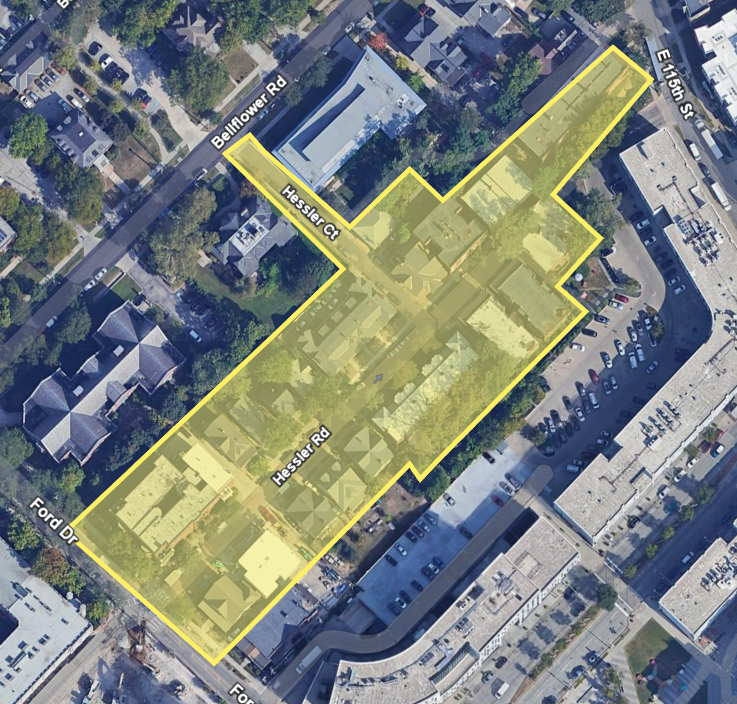 map of the Hessler Court and Hessler Road Historic District