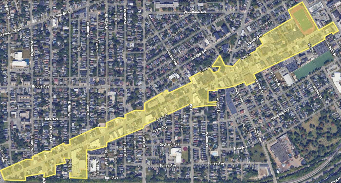 map of the Lorain Avenue Historic District