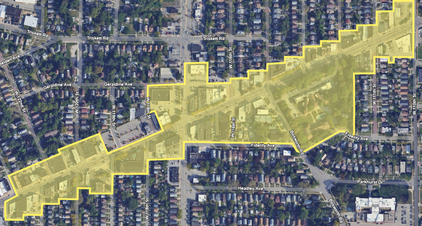 map of the Lorain Variety Historic District