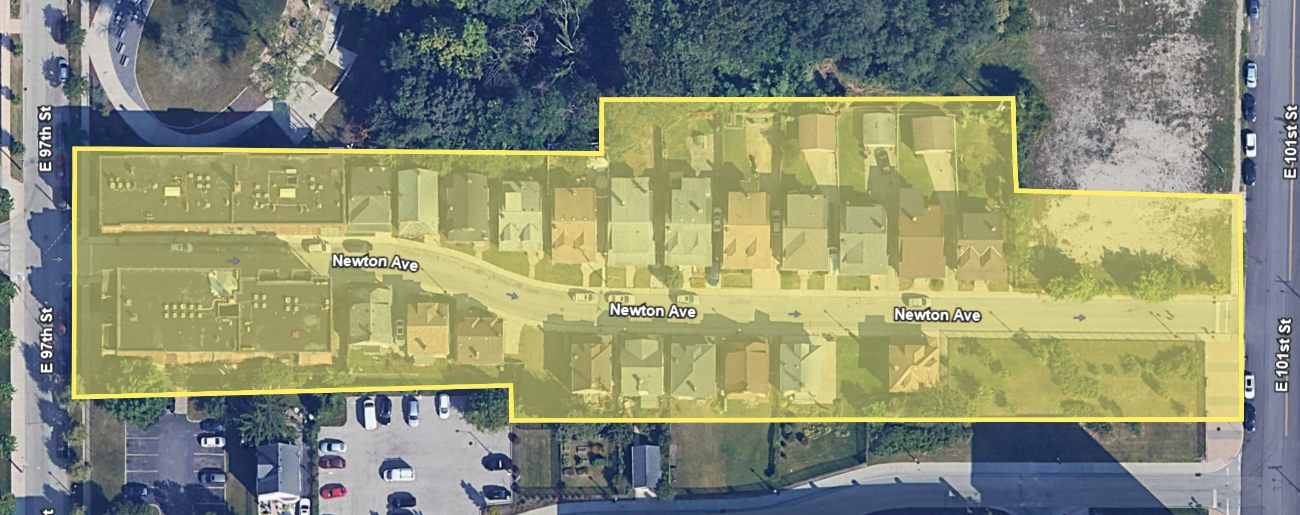 map of the Newton Avenue Historic District