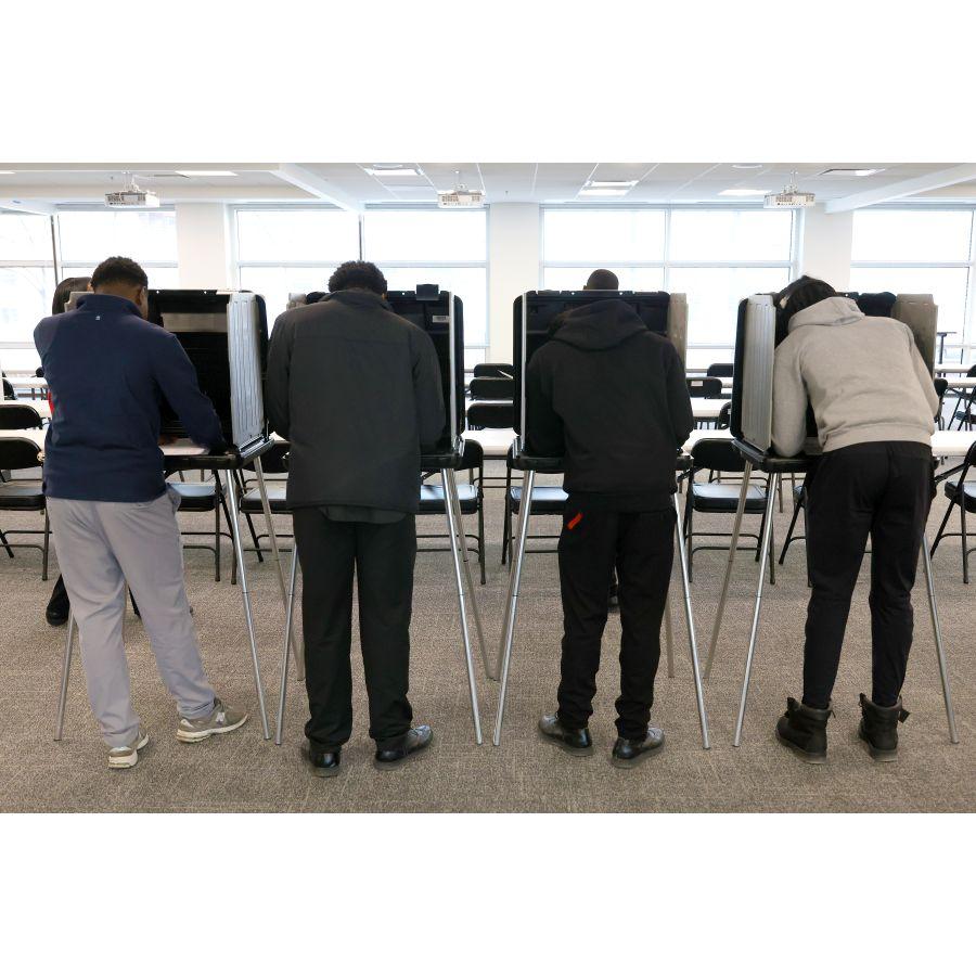 Junior Mayors participating in a mock vote