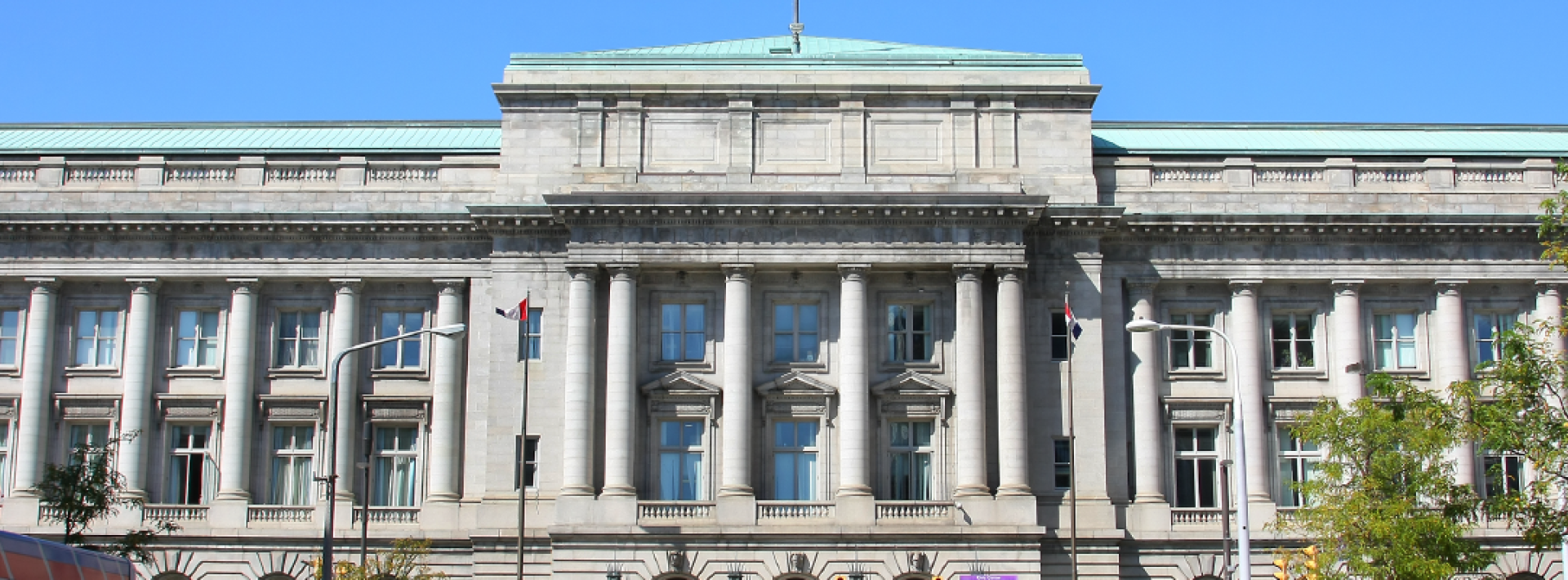 city of cleveland city hall blue skies 