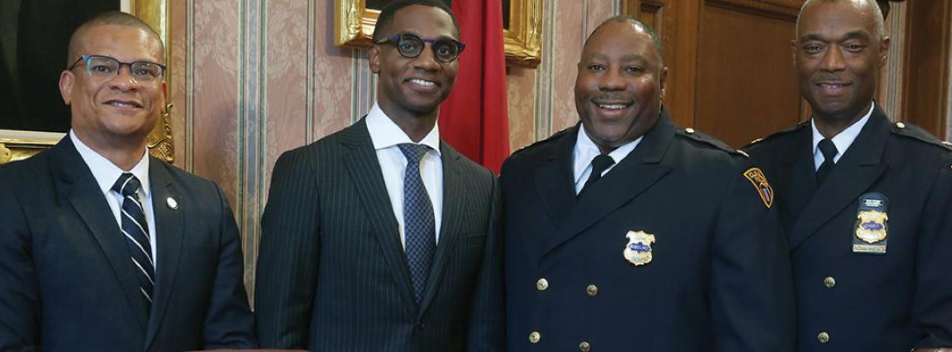 cleveland mayor bibb and new command staff police dept