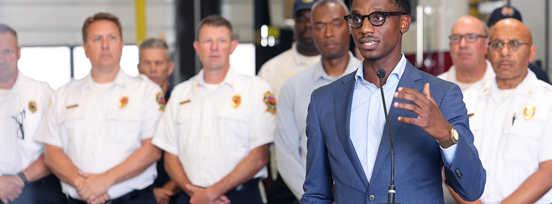 Mayor Bibb Speaks at Cleveland Fire Presser