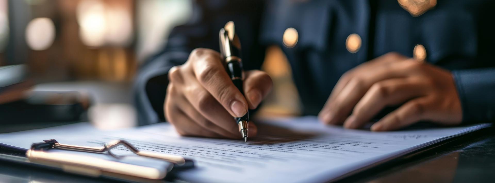 police officer filling out a document
