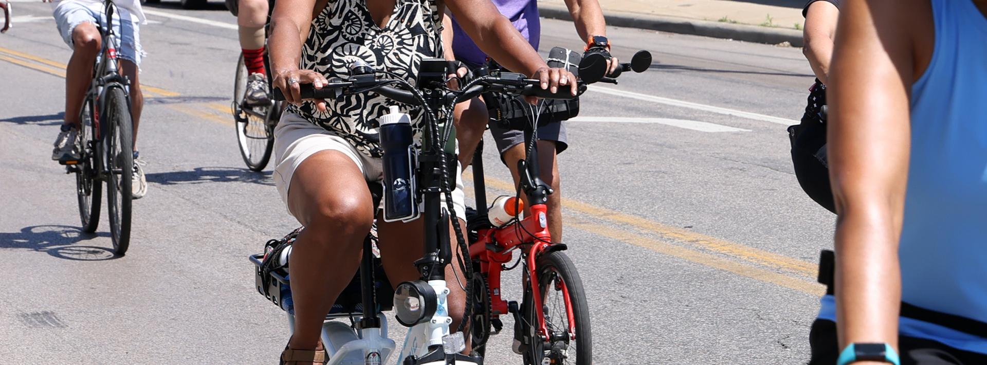 Residents riding bicycles