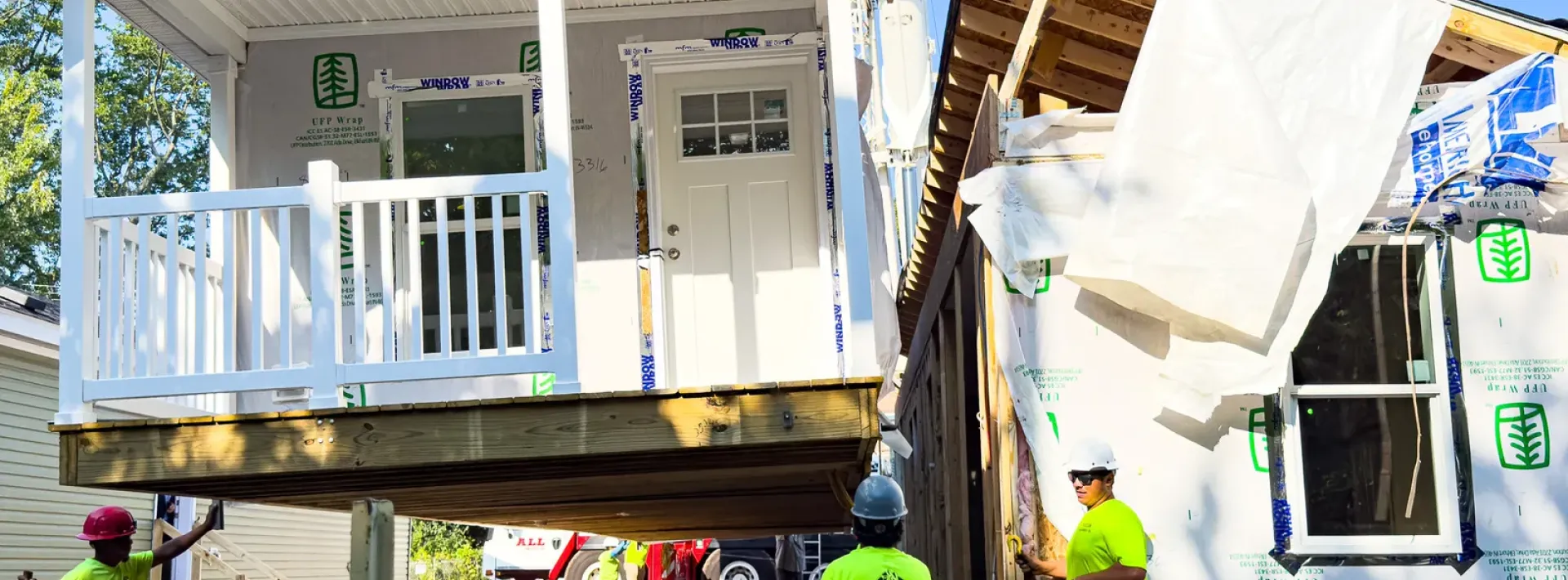 Modular Home - Construction Workers in Yellow