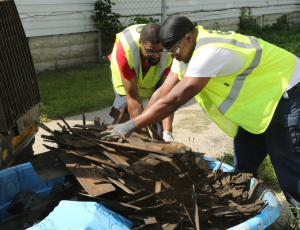 City volunters/workers removing debris